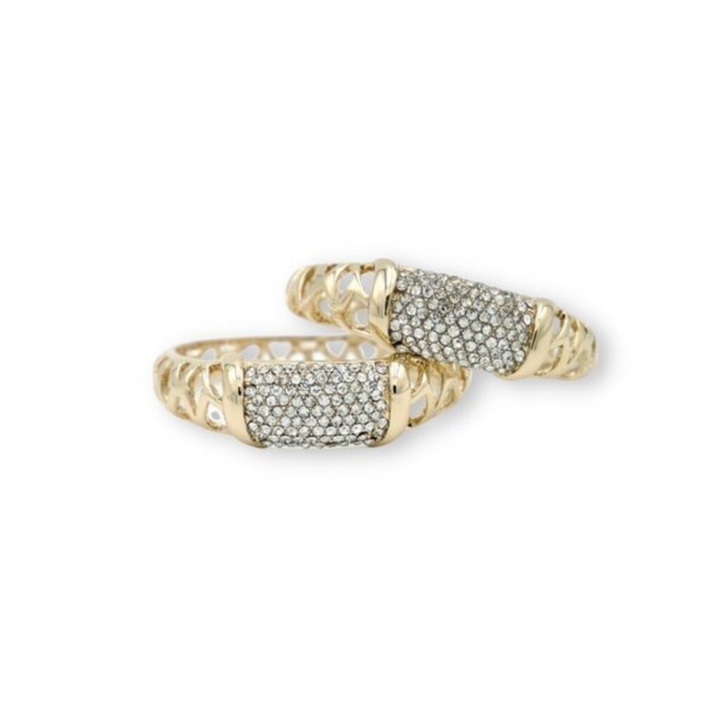 Gold-tone Napkin Rings with Pave Crystals - Count of 8